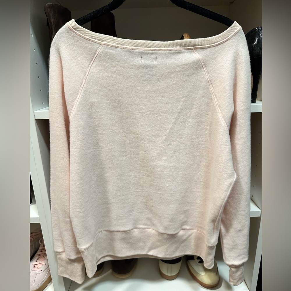 NWOT Vintage American Eagle powder pink soft fleece sequined A sweatshirt size L - Picture 3 of 3